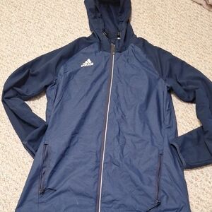 adidas Navy Blue Hooded Windbreaker Jacket